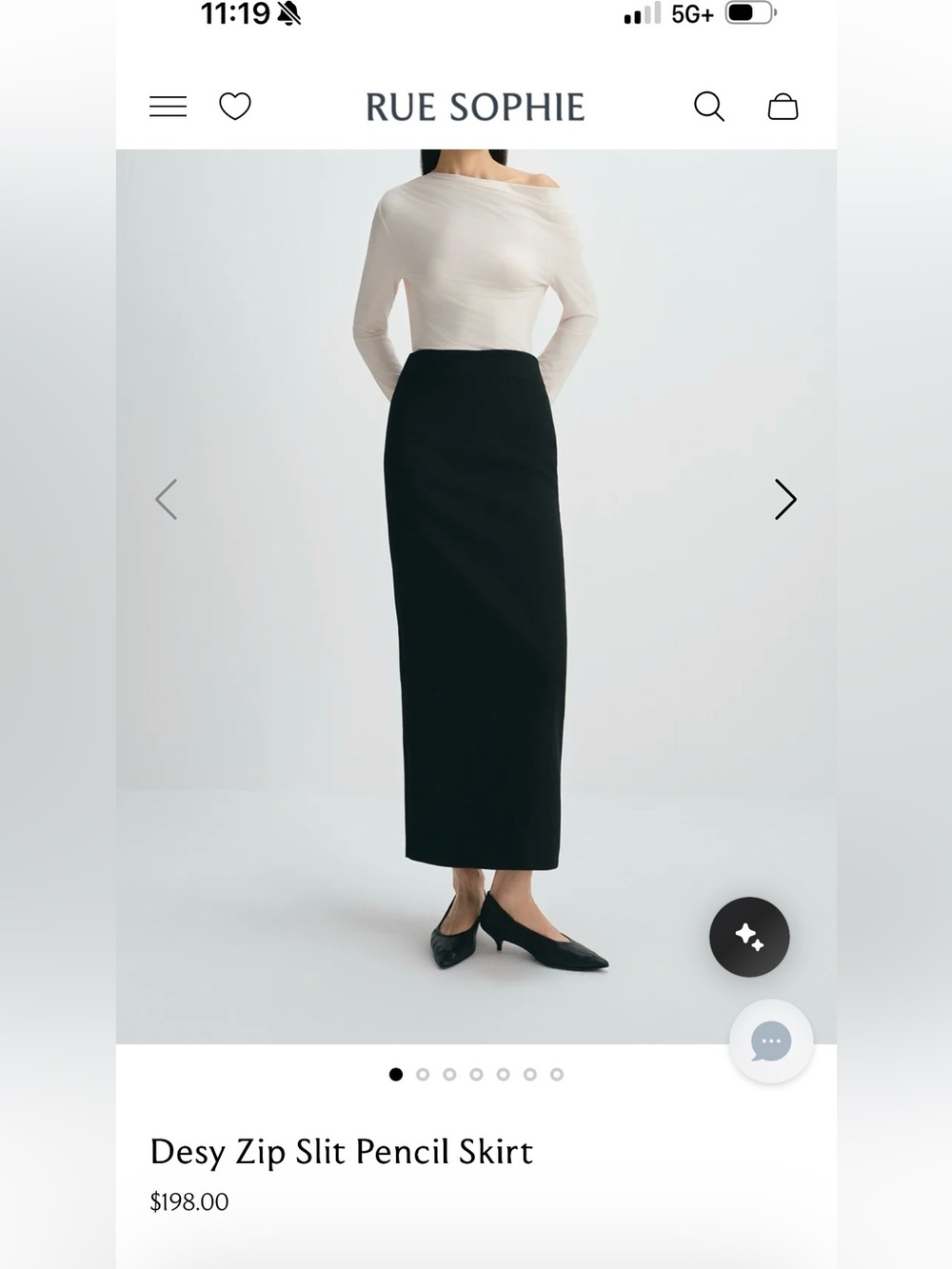 Rue Sophie Desy Zip Slit Pencil Skirt in Black